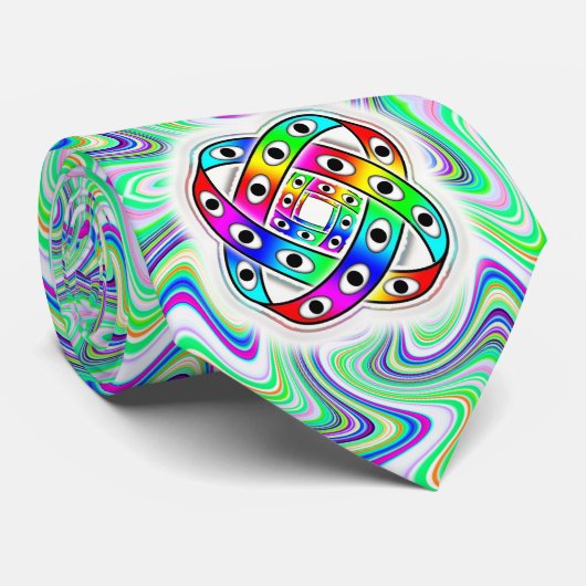 UFO die over een groene wervelwereld vliegen Stropdas (Opgerold)