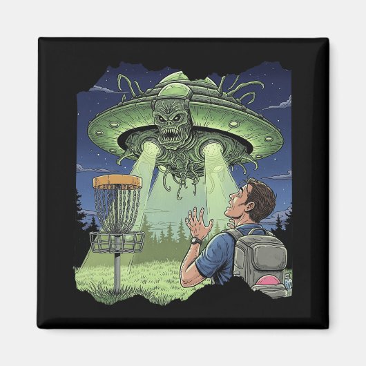 Ufo Disc Golf - Buitenaards ruimteschip zweeft bov Magneet (Voorkant)