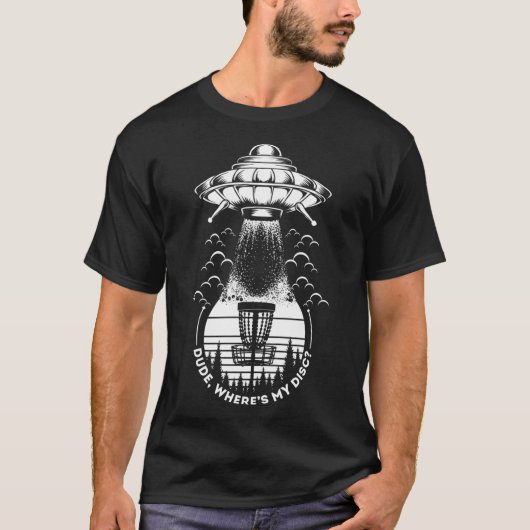 UFO Disc Golf kerel waar is mijn schijf T-shirt (Voorkant)