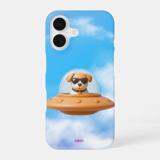 Ufo dog 3D a2 clouds iPhone 16 Hoesje (Achterkant)