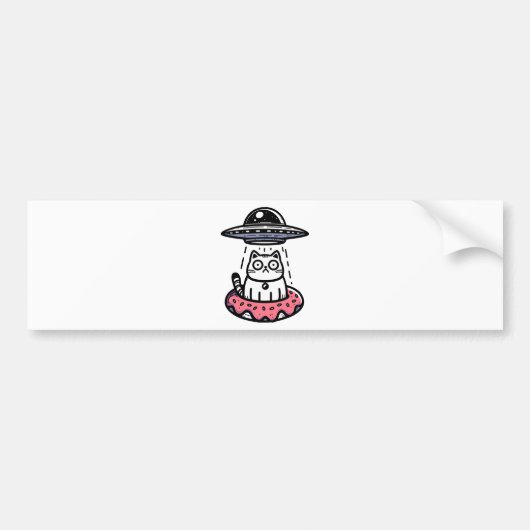 UFO Donut Kat Bumpersticker (Voorkant)