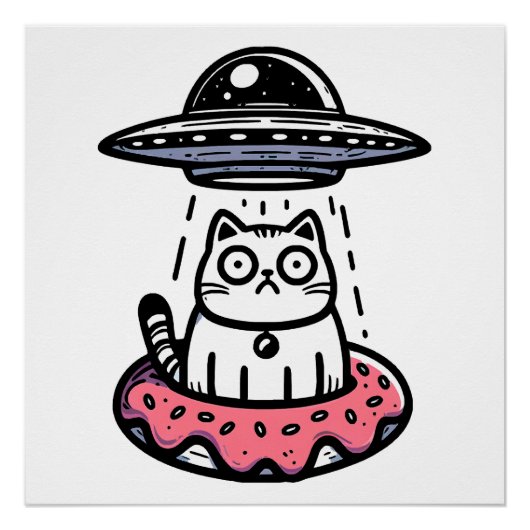 UFO Donut Kat Perfect Poster (Voorkant)