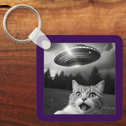 UFO Drones Cat Selfie Nieuw-Zeeland Sleutelhanger (Voorkant)