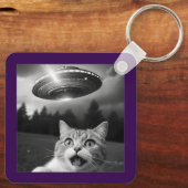UFO Drones Cat Selfie Nieuw-Zeeland Sleutelhanger (Achterkant)