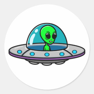 UFO en Alien Classic ronde Sticker