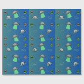 UFO en Alien inpakpapier (Vlak)