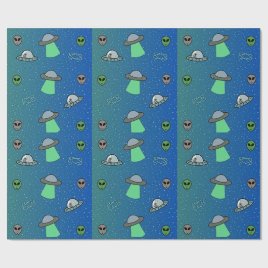 UFO en Alien inpakpapier (Vlak)