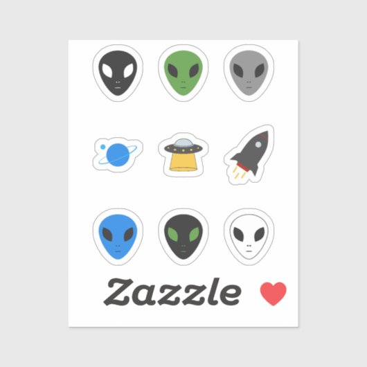 UFO- en Alienset-Stickers Sticker (Vel)