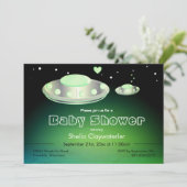 UFO en Baby UFO Groen | Baby Shower Kaart (Staand voorkant)