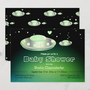 UFO en Baby UFO Groen   Baby shower-kaart Kaart