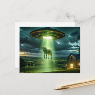 UFO en de melkkoe Scifi Fantasie Briefkaart