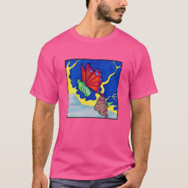 UFO en flessenfliegen bewegen zich tussen dimensie T-shirt