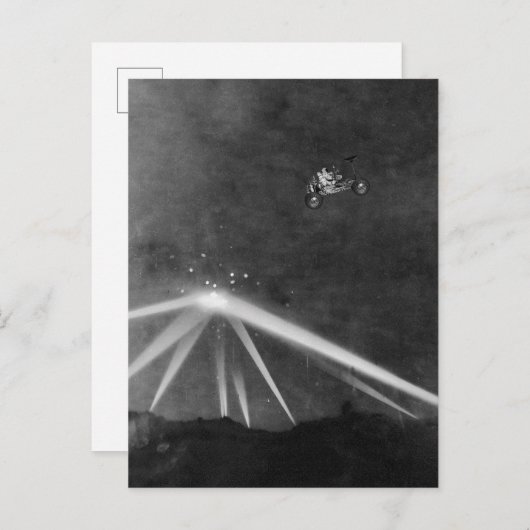 UFO- en Moon Buggy Lunar Rover LA-vlucht Uitnodiging Briefkaart (Voorkant / Achterkant)