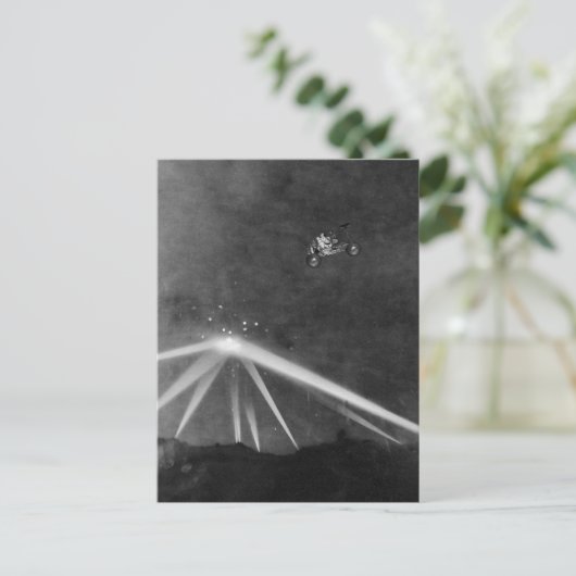 UFO- en Moon Buggy Lunar Rover LA-vlucht Uitnodiging Briefkaart (Staand voorkant)