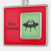 UFO- en Space Alien Verzilverd Omlijst Ornament (Links)