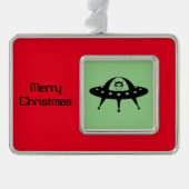 UFO- en Space Alien Verzilverd Omlijst Ornament (Voorkant)