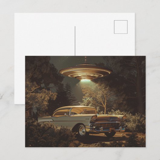 UFO en Stanley's BelAir uit 1956 Briefkaart (Voorkant / Achterkant)