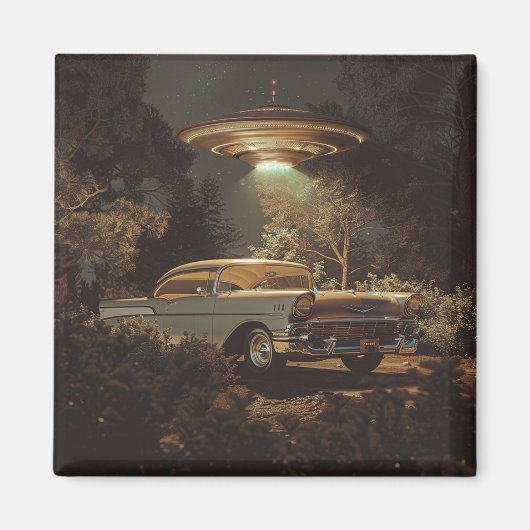 UFO en Stanley's BelAir uit 1956 Magneet (Voorkant)