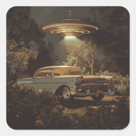 UFO en Stanley's BelAir uit 1956 Vierkante Sticker