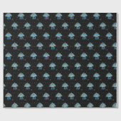 UFO en Twinkling Stars Verjaardag Cadeaupapier (Vlak)