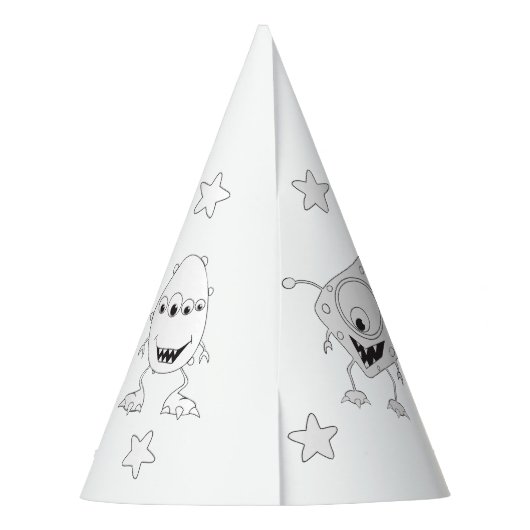 UFO-feestdag buiten de ruimte - kleur uw eigen Pet Feesthoedjes (Achterkant)