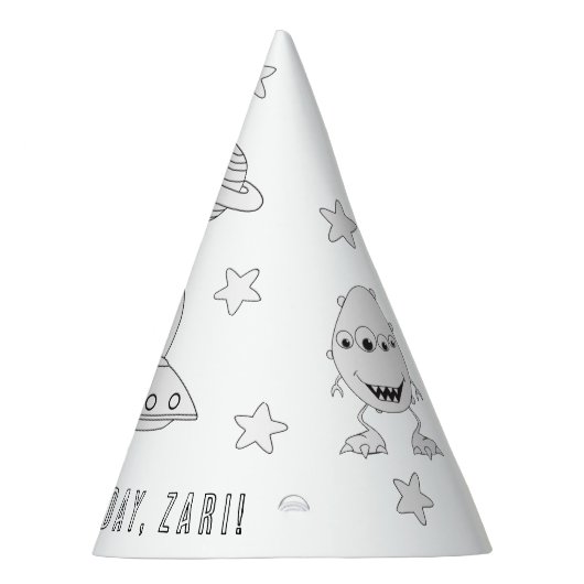 UFO-feestdag buiten de ruimte - kleur uw eigen Pet Feesthoedjes (Rechts)