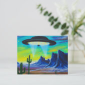 UFO Flying Saucer Desert Painting Briefkaart (Staand voorkant)