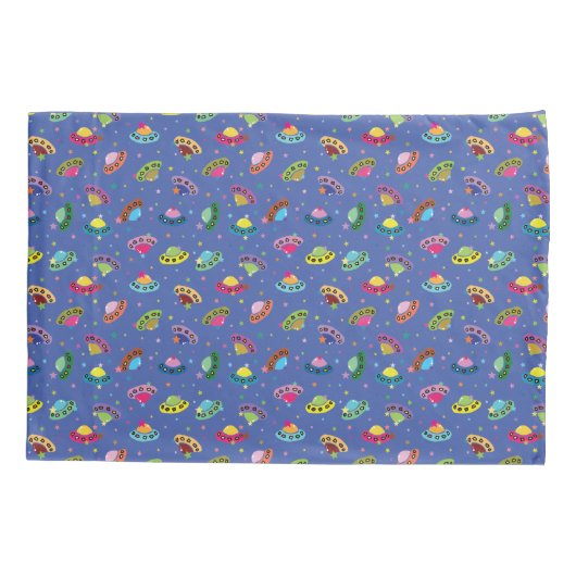 UFO Flying Whimsical Cartoon Ruimteschip Patroon Kussensloop (Achterkant)