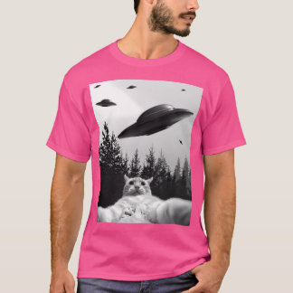Ufo Funny Cat T-shirt