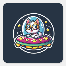 UFO Funny Dog Vierkante Sticker