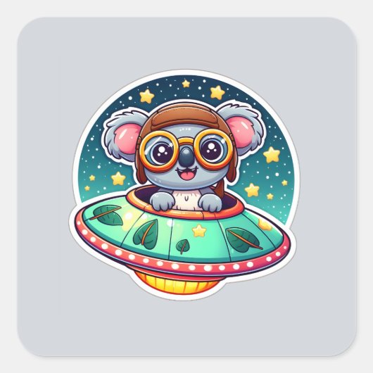 UFO Funny Koala Vierkante Sticker (Voorkant)