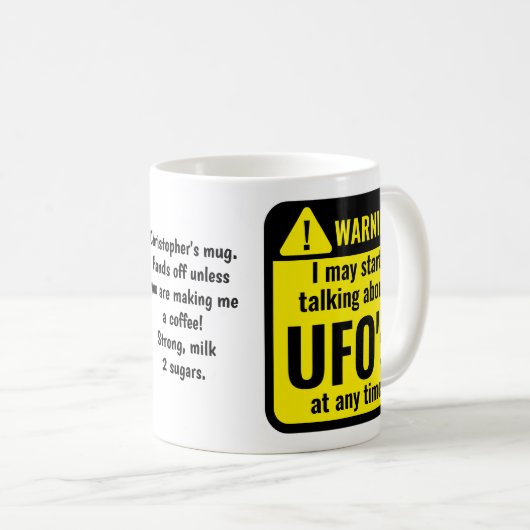 UFO Funny Personalized Warning Koffiemok (Voorkant rechts)