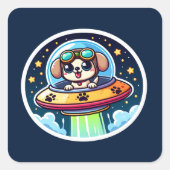 UFO Funny Puppy Vierkante Sticker (Voorkant)