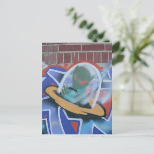 UFO Graffiti 02 Briefkaart (Staand voorkant)