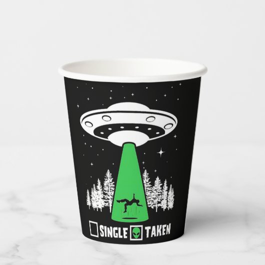 UFO, grappige ufo, vliegende saucer, buitenaardse  Papieren Bekers (Achterkant)