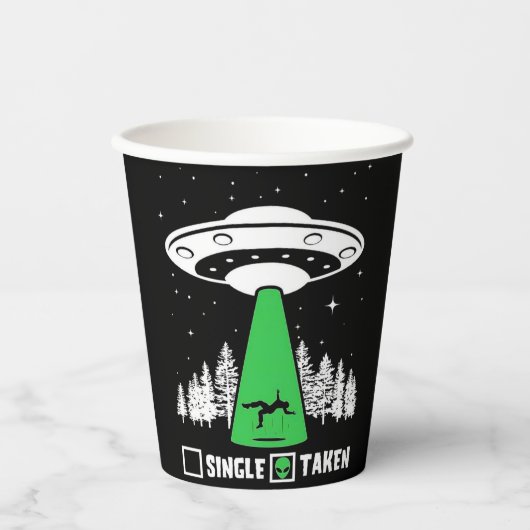 UFO, grappige ufo, vliegende saucer, buitenaardse Papieren Bekers (Voorkant)