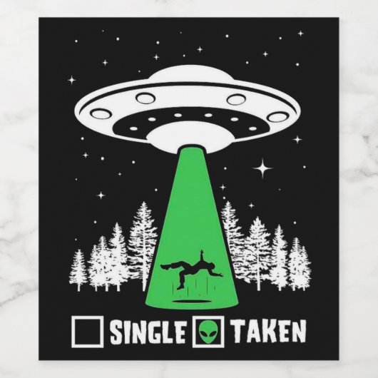 UFO, grappige ufo, vliegende saucer, buitenaardse Wijn Etiket (Enkel label)