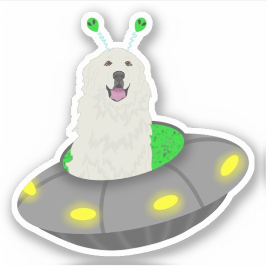 UFO Grote Pyreneeën Sticker (Voorkant)
