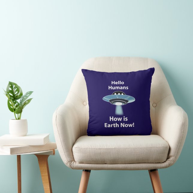 UFO Hallo Mensen Hoe Is De Aarde Nu UFO Kussen (Stoel)