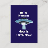 UFO Hallo Mensen Hoe Is De Aarde Nu UFO Visitekaartje (Voorkant)