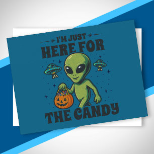 UFO Halloween Voor de Snoep Grappige Alien Kostuum Feestdagenkaart