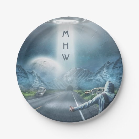 UFO Hitchhiker aangepast monogram bord (Voorkant)