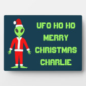UFO Ho Father Christmas Alien Custom Name Fotoplaat (voorkant)