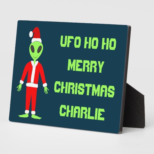 UFO Ho Father Christmas Alien Custom Name Fotoplaat (Zijkant)