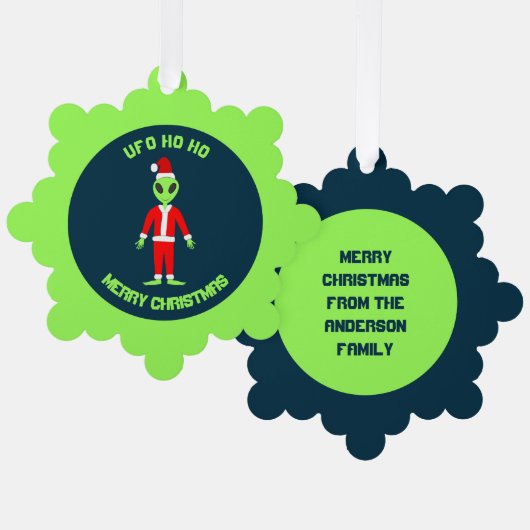 UFO Ho Father Kerstmis Buitenaards gebruik Ornament Kaart (Voorkant / Achterkant)
