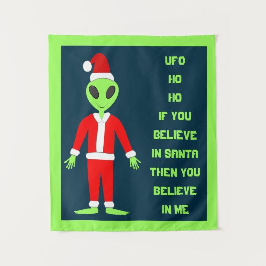 UFO Ho Father Kerstmis Buitenaards gebruik Wandkleed (Voorkant)