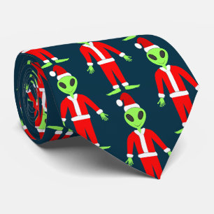 UFO Ho Father Kerstmis Buitenaards Patroon Stropdas