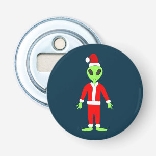UFO Ho Vader Kerst Buitenaards Button Flesopener