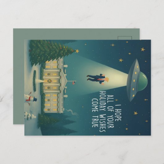 UFO Holiday Intervention Funny Political Christmas Feestdagenkaart (Voorkant / Achterkant)