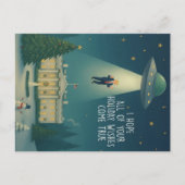 UFO Holiday Intervention Funny Political Christmas Feestdagenkaart (Voorkant)